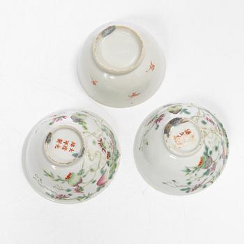 Thirteen porcelain cups, China, mostly 18th century.