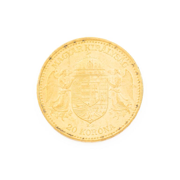 Gold coin, Hungary, 20 Korona, 1892.