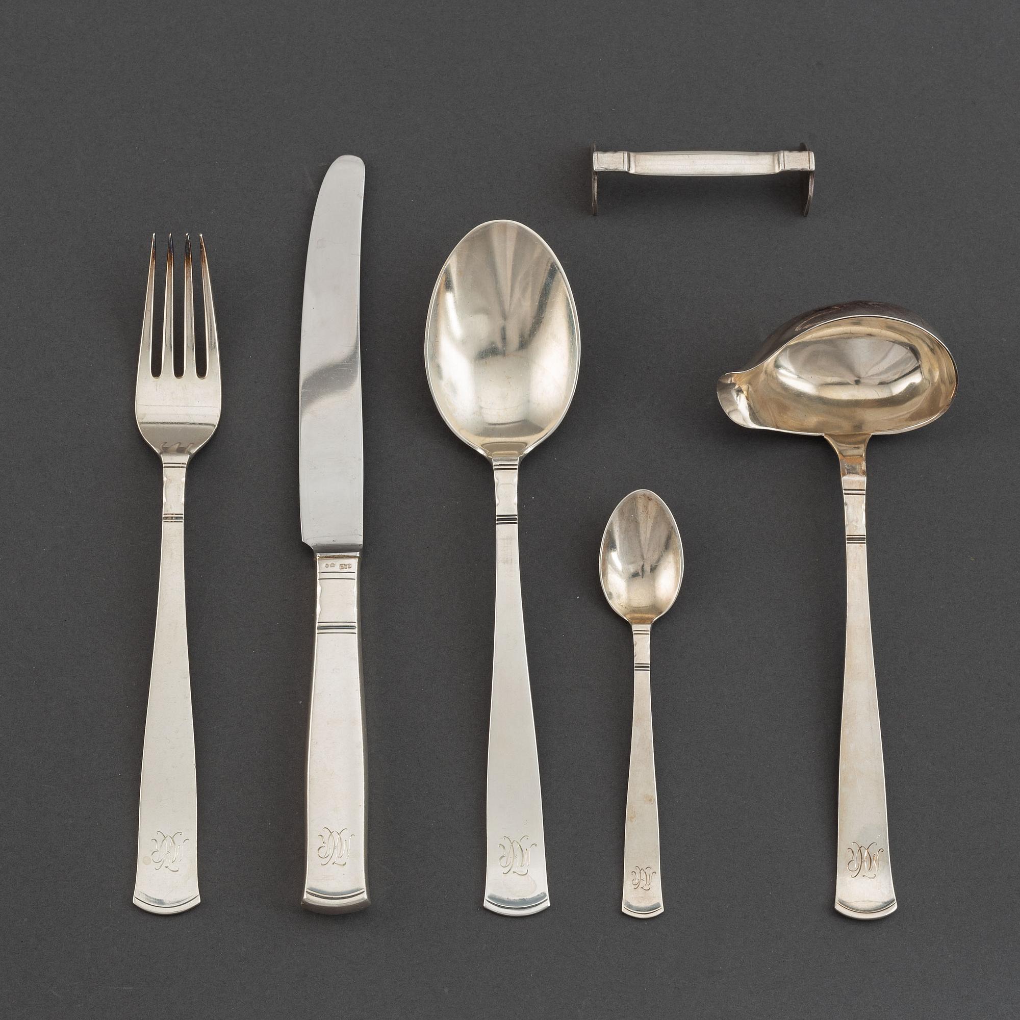Jacob Ängman, silver cutlery 'Rosenholm' (25 pc), GAB.