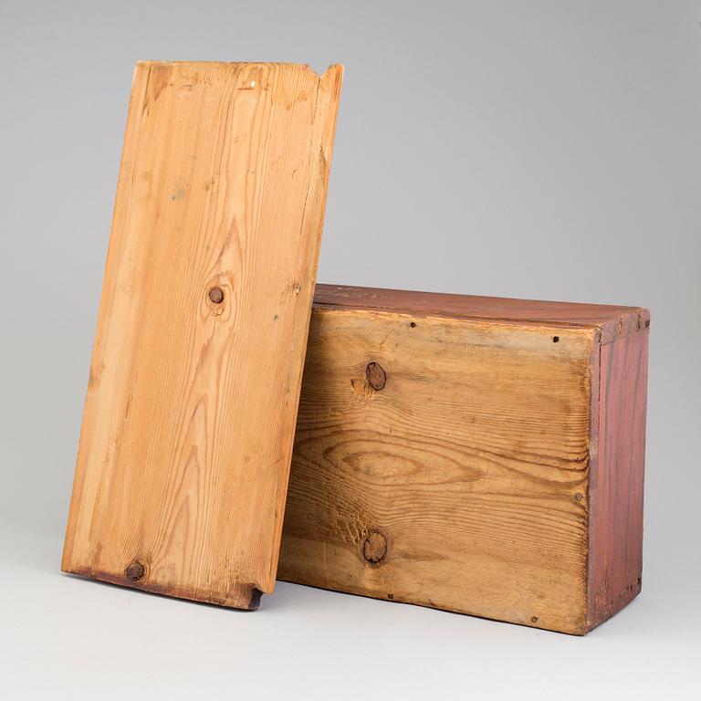 A SWEDISH WOODEN BOX, dated 1818.