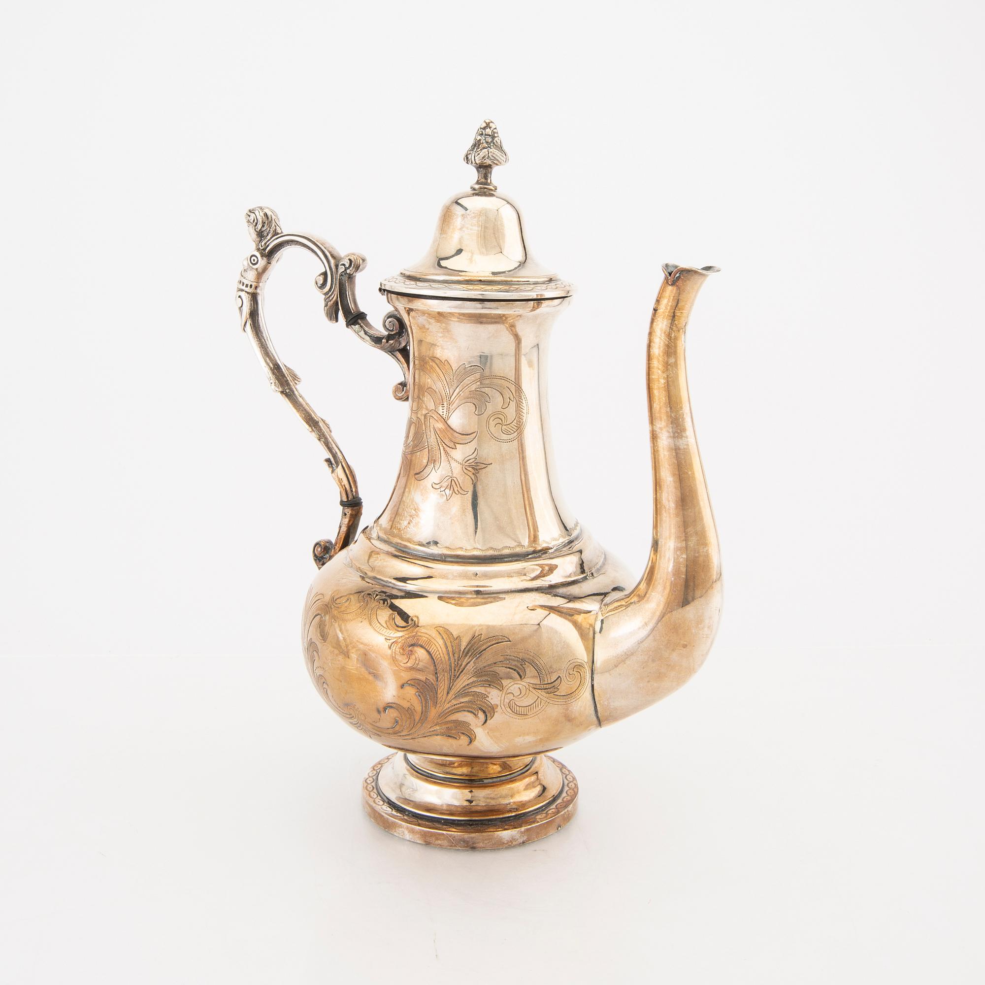 A Swedish 19th century silver coffee pot mark of C Winnerstrand Stockholm weight 1420 grams.