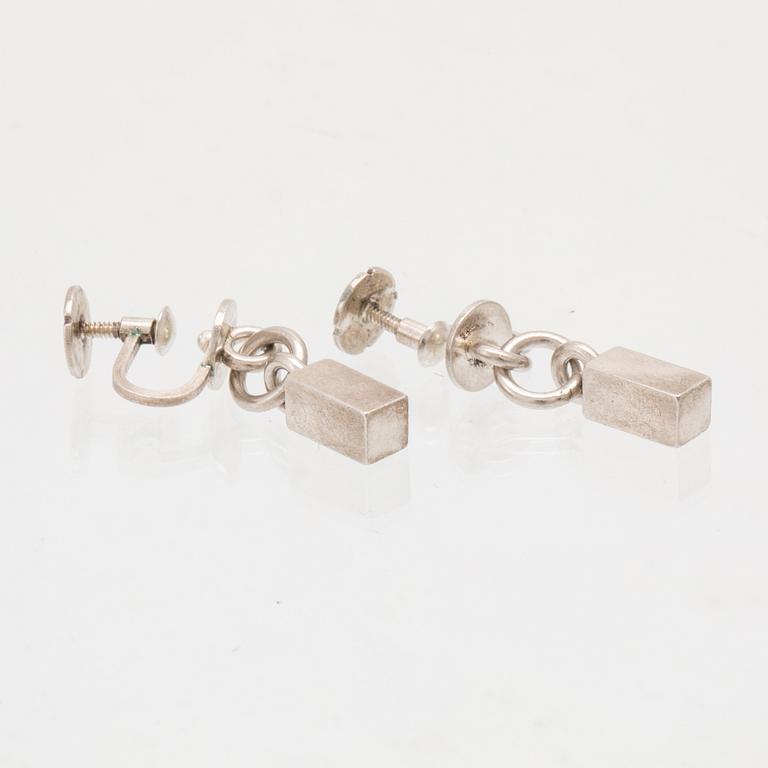 A pair of silver earrings by Wiwen Nilsson Lund Sweden 1969.