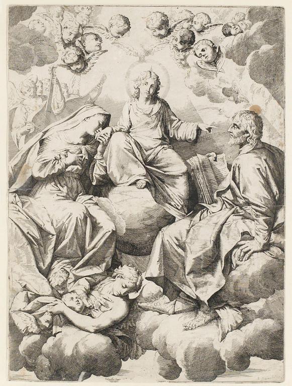 Lorenzo Pasinelli (Efter?), Kristus, Jungfru Maria och Petrus.