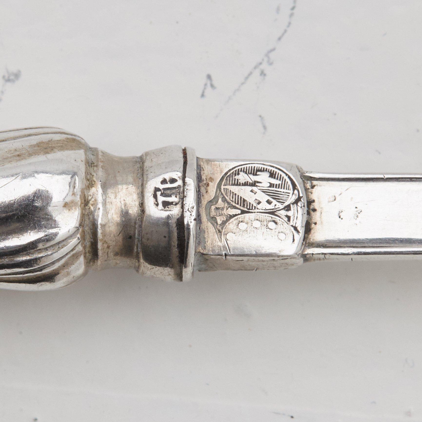 Isak Trybom, dessertgafflar, 6 st, silver, Stockholm 1763. Rokoko.