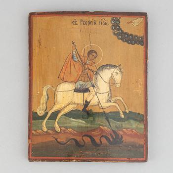 A Russian icon, tempera on panel, 19th century.