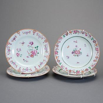 TALLRIKAR, 9 st, kompaniporslin, Kina, Qianlong (1736-95).