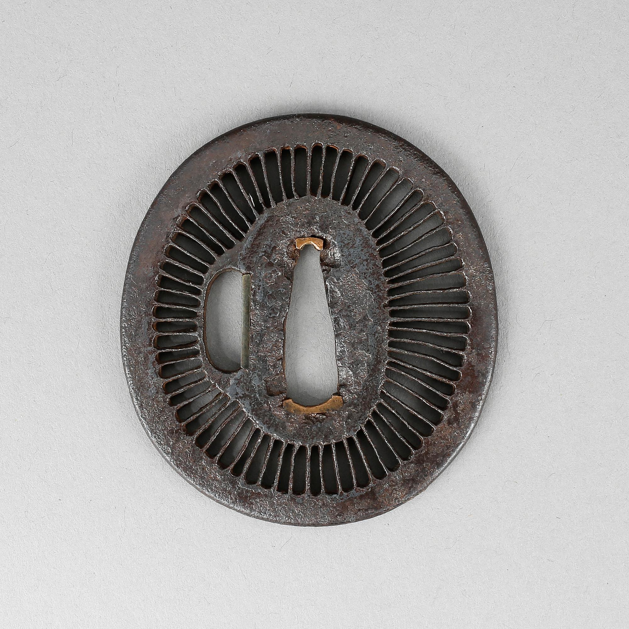 TSUBA, järn, Saotomeskolan, Japan, 1600/1700-tal.