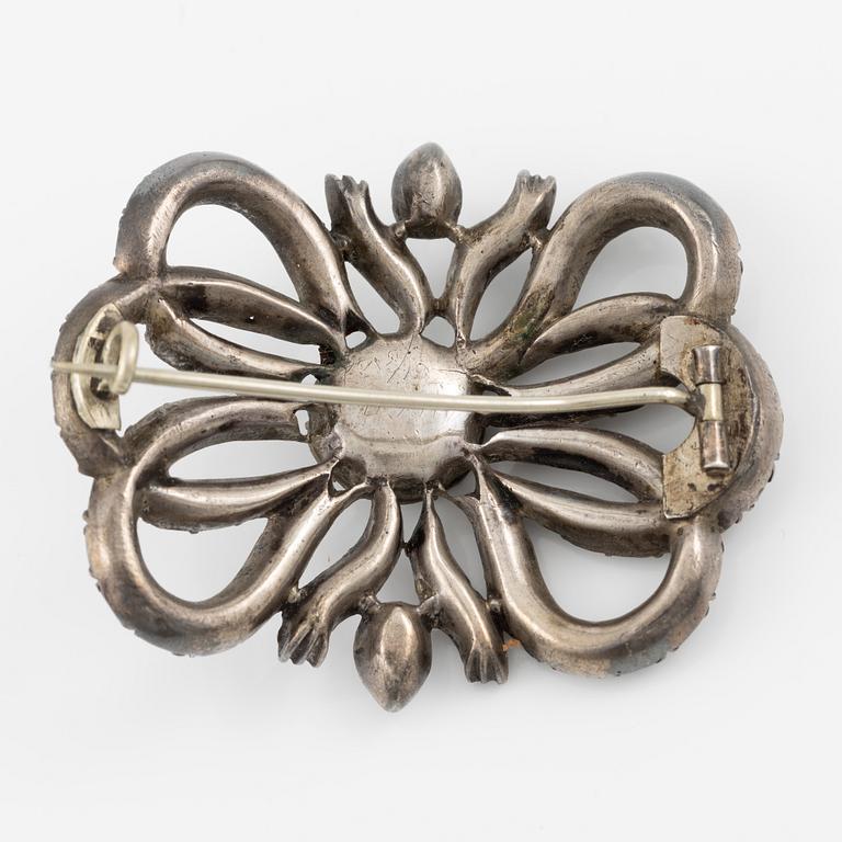 Brooch, silver with paste.