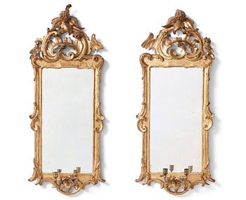 90. A pair of Danish rococo girandole mirrors.