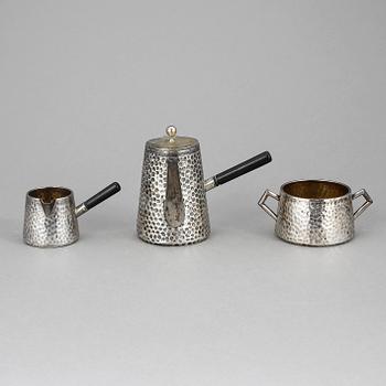 KAFFESERVIS, 3 delar, silver, Köpenhamn 1896-97. Tot ca 280gram.