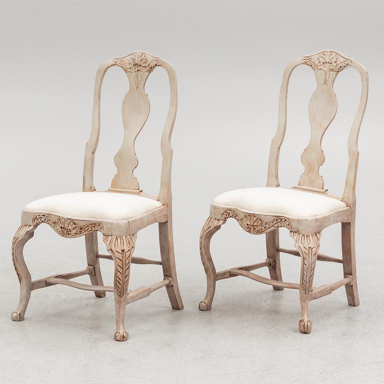 Chairs, a pair, late Baroque, Western Sweden, second half of the 18th Century.