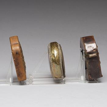 Two Tibetan travel shrines and a box with cover, 19th Century or later.