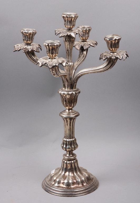 KANDELABER, silver, nyrokoko, Scheffer, Österrike omkring 1900. Vikt 1153 g.