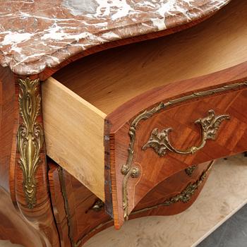 A pair of rococo style chest of drawers, mid 20th Century.