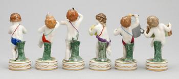 FIGURINER, 6 st porslin, Müller & Co, Tyskland. 1900-talets första hälft.