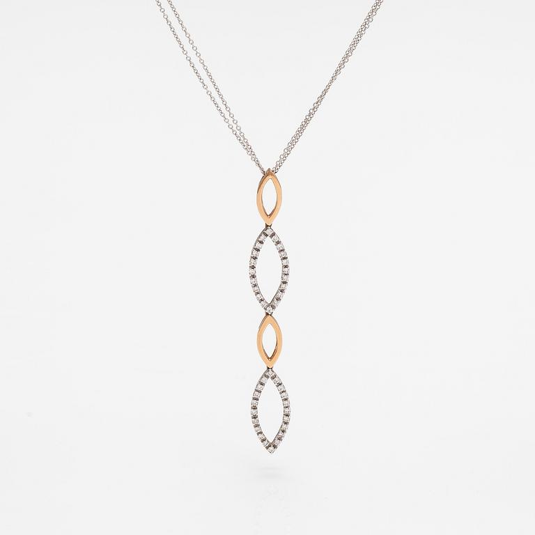 An 18K gold necklace with diamonds ca. 0.60 ct in total. Italy.