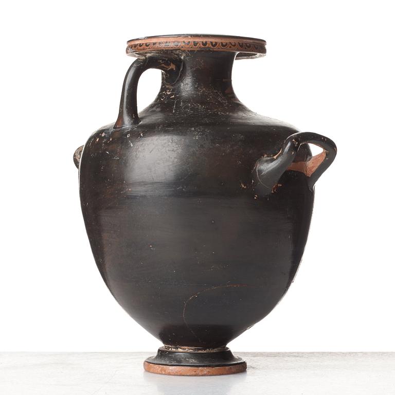 HYDRIA, lergods. Grekisk, Rödfigurig, troligen omkring 300-tal f. Kr.
