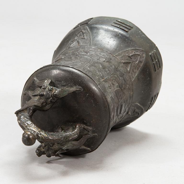 A bronze temple bell, Ming dynasty (1368-1644).