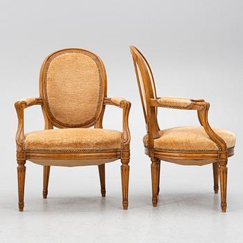 Four Louis XVI armchairs, 18th century.