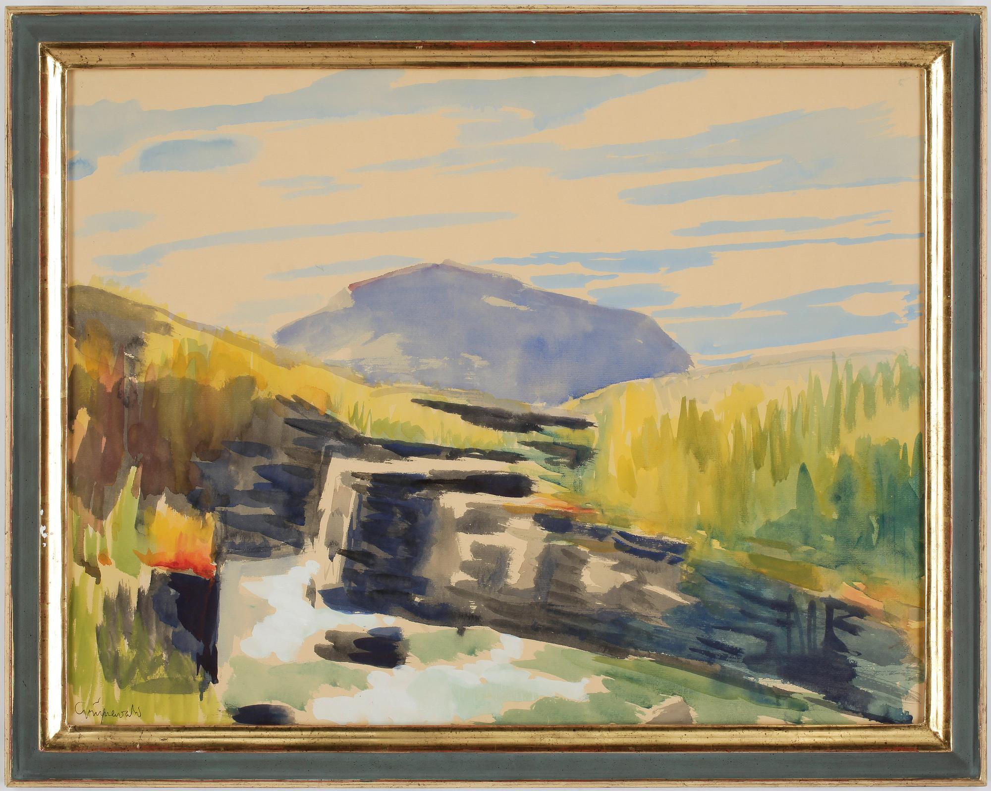 ISAAC GRÜNEWALD.  Gouache. Sign Grünewald.