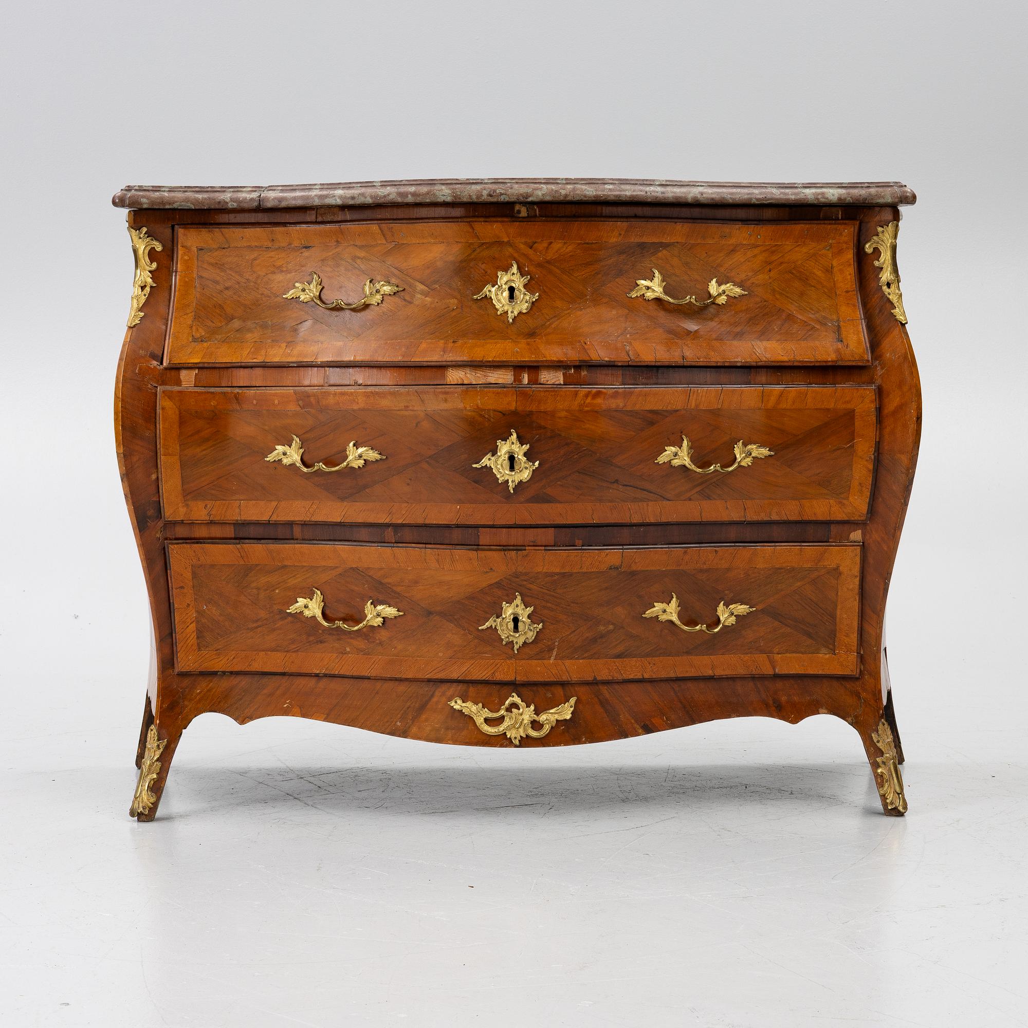 A rococo commode by S. J. Wilhelm (master in Stockholm 1759-82).