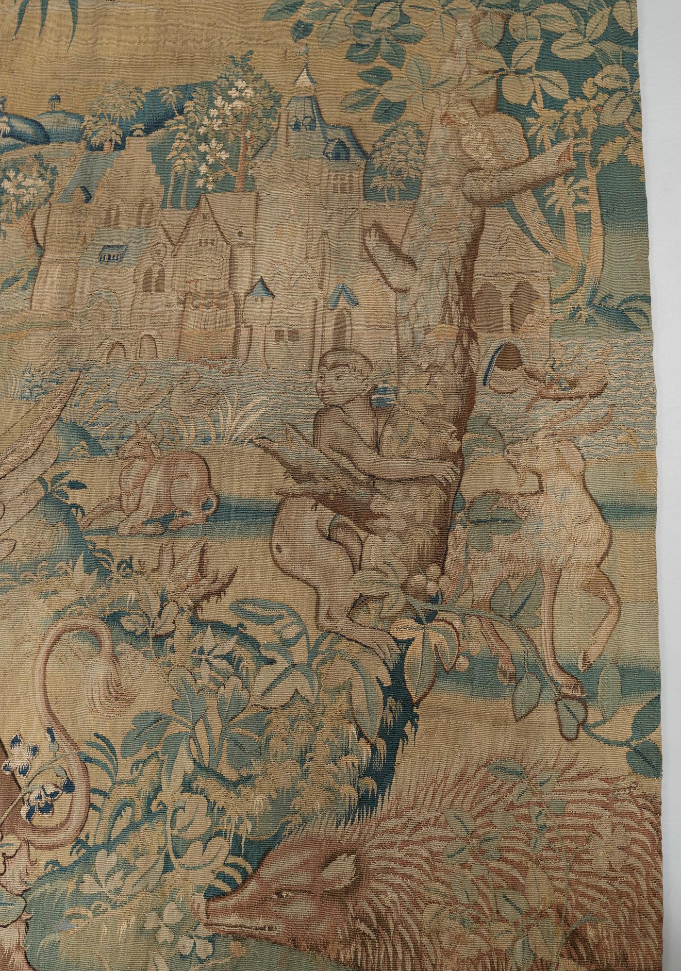 VÄVD TAPET, gobelängteknik. Flandern 1500-tal. 177 x 330 cm.
