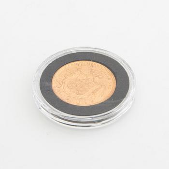 Gold coin Sweden, Oscar II 20 kr, 1898.