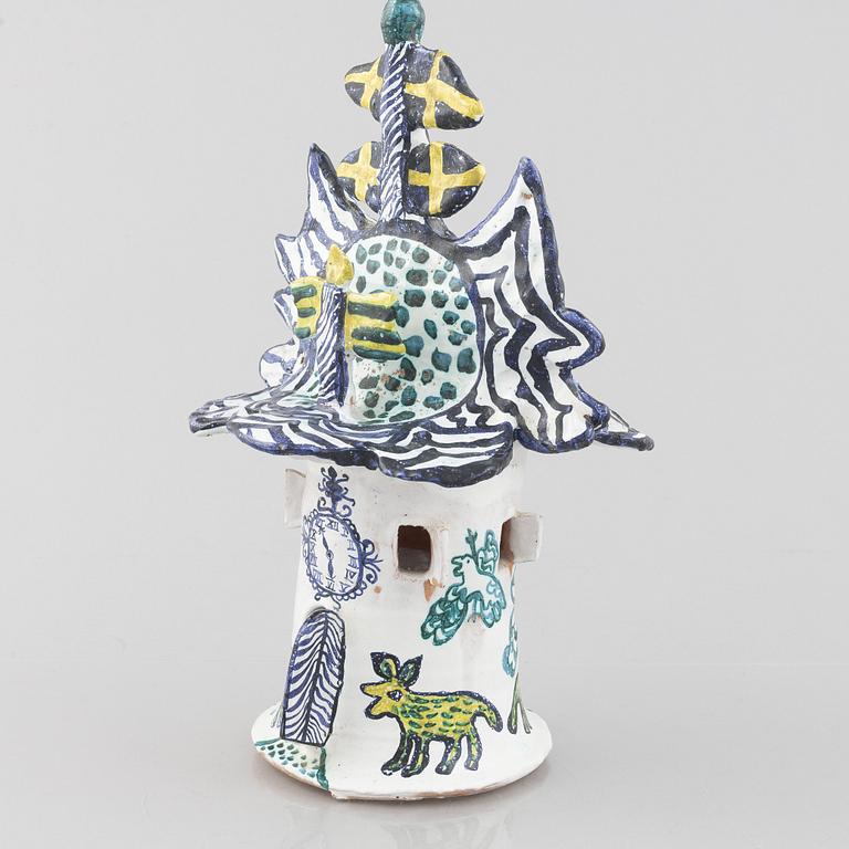 Ulrica Hydman-Vallien, unik skulptur, glaserat lergods, proveniens Sven Lundh.