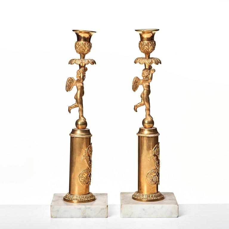A pair of late Gustavian candlesticks.