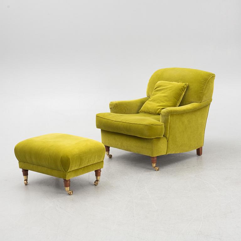 Armchair with footstool, Howard model, late 20th/early 21st century.