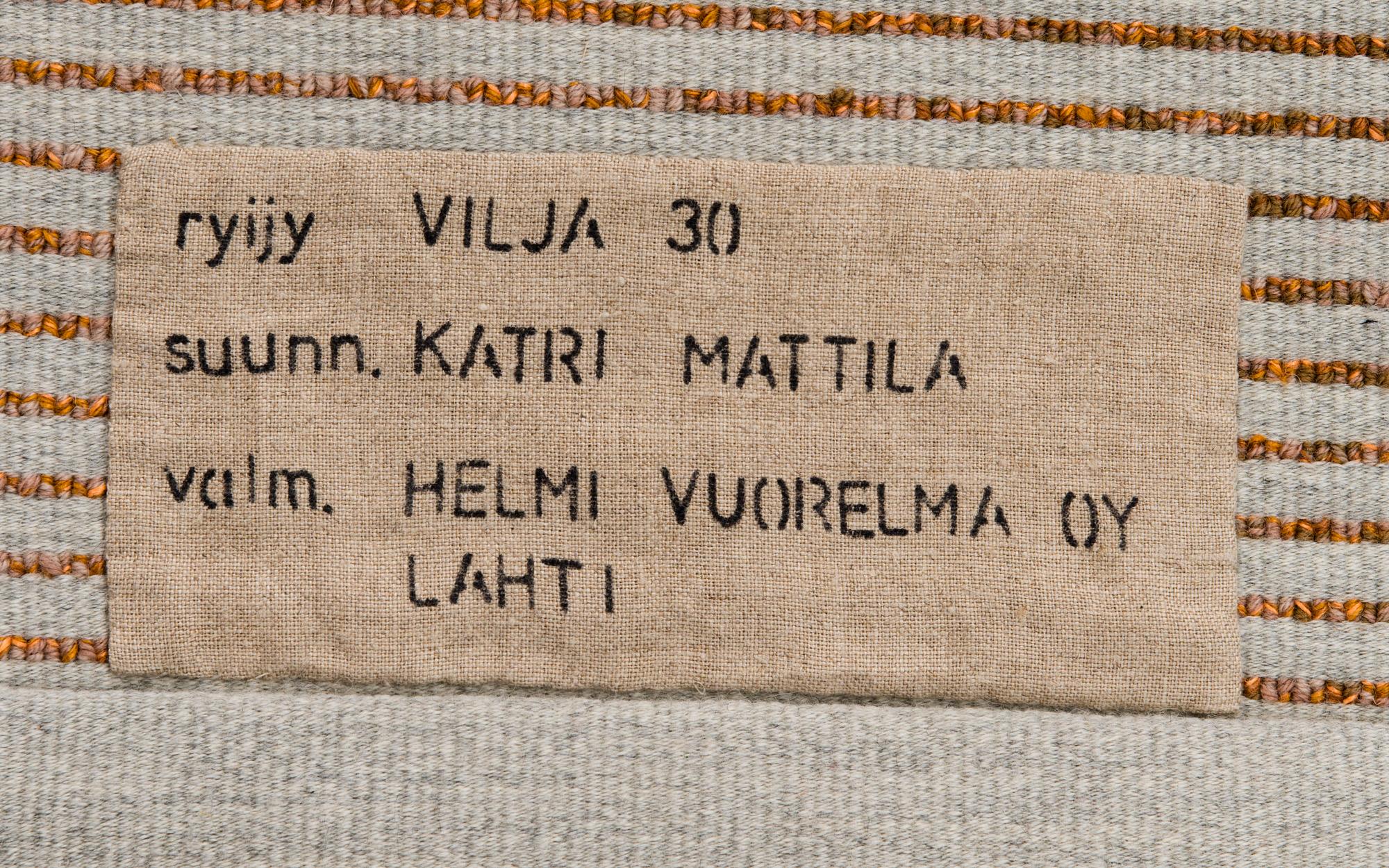 KATRI MATTILA, RYA, Helmi Vuorelma, Lahtis. Ca 175x107 cm.