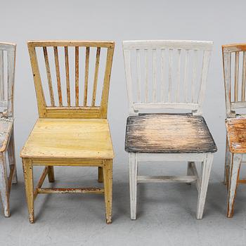 Six matched chairs, 19th Century.