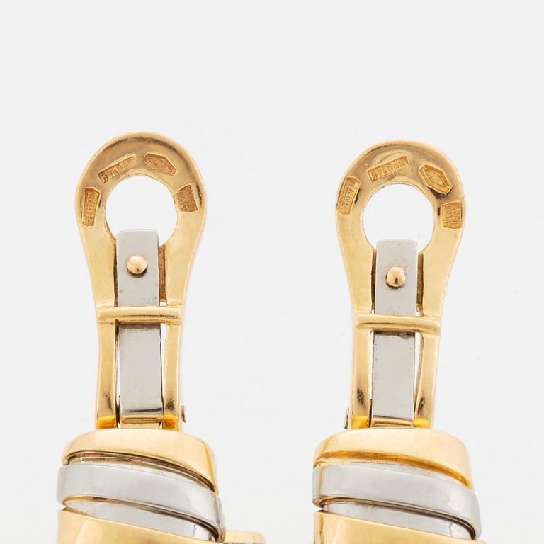 A pair of Bulgari "Tubogas" earrings in 18K gold and steel.