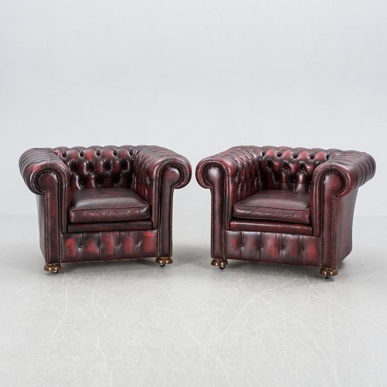 SOFFGRUPP, 3 delar, Chesterfield-stil. 1900-talets slut.