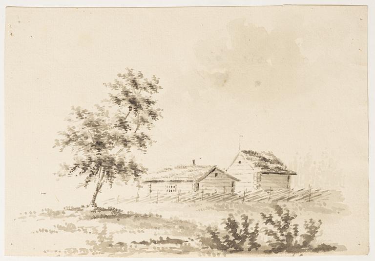 Gustaf Silfverstråhle, Landscape with log cabins/Landscape with ruins.
