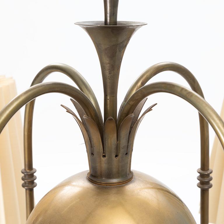 Elis Bergh, a brass ceiling lamp, C.G. Hallberg, Sweden, 1920s.