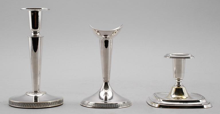 LJUSSTAKAR, 3 par, silver, GAB, K&EC och CG Hallberg, 1954, 1959 och 1960.