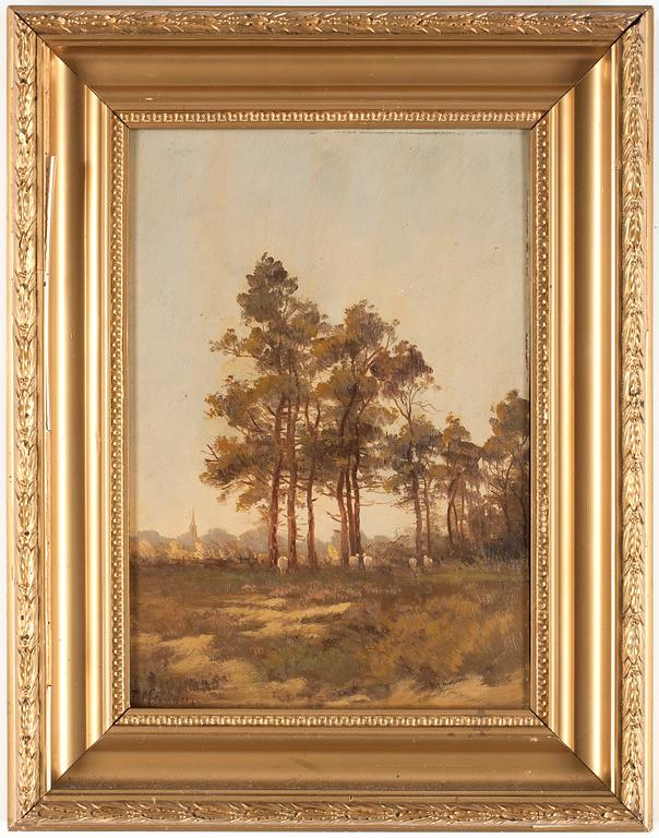 OKÄND KONSTNÄR, olja på pannå, otydligt signerad, 1800-tal.