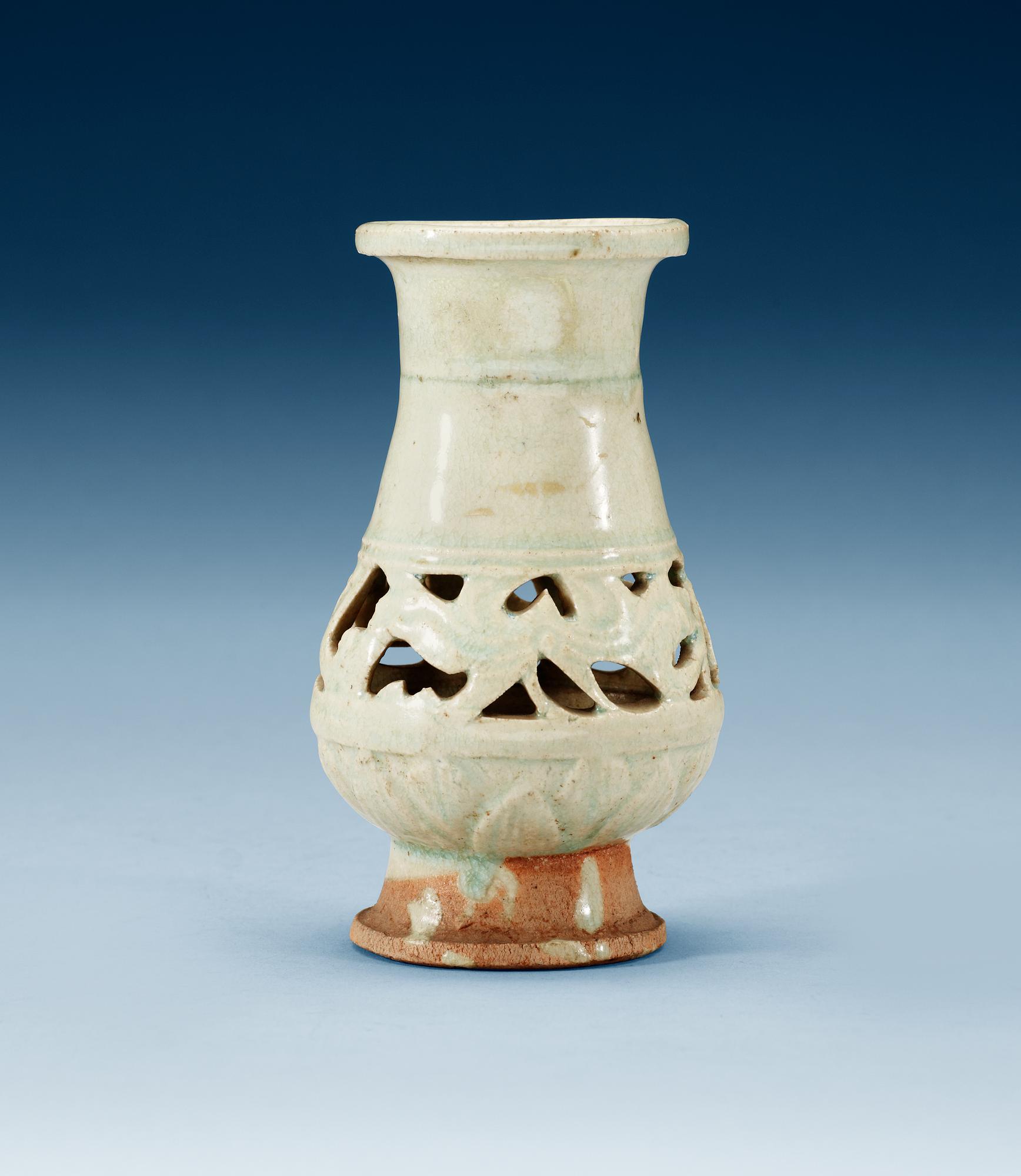 A pale celadon glazed vase, Yuan dynasty (1271-1368).