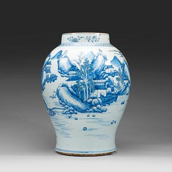 715. A large blue and white vase, Qing dynasty, Qianlong (1736-95).