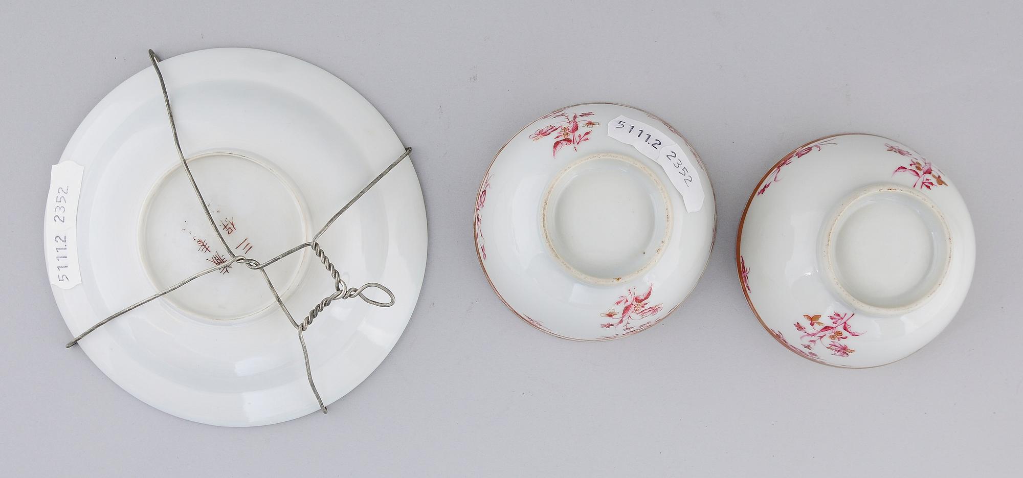 SKÅLAR, 3 st, porslin, Kina, 1700-/1800-tal.