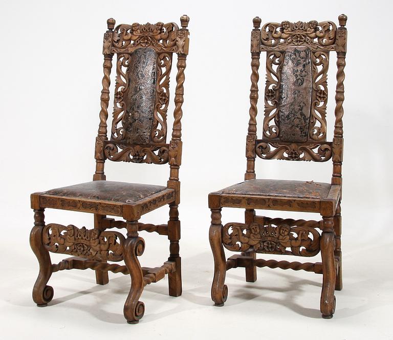 STOLAR, ett par, barockstil, omkring 1900.