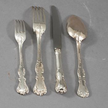 BESTICKSERVIS, 47 delar, silver, "Prins Albert", GAB samt C G Hallberg, 1900-talets andra hälft, total vikt ca 1910 g.