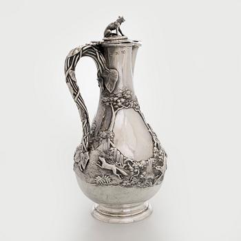 Robert Hennell III, viinikannu, sterlinghopeaa, Lontoo 1862.
