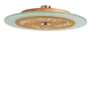 263. Edward Hald, & Erik Tidstrand, a rare "The 4 Winds" ceiling lamp model "HD 656"/"29679", Orrefors & Nordiska Kompaniet, 1930s.