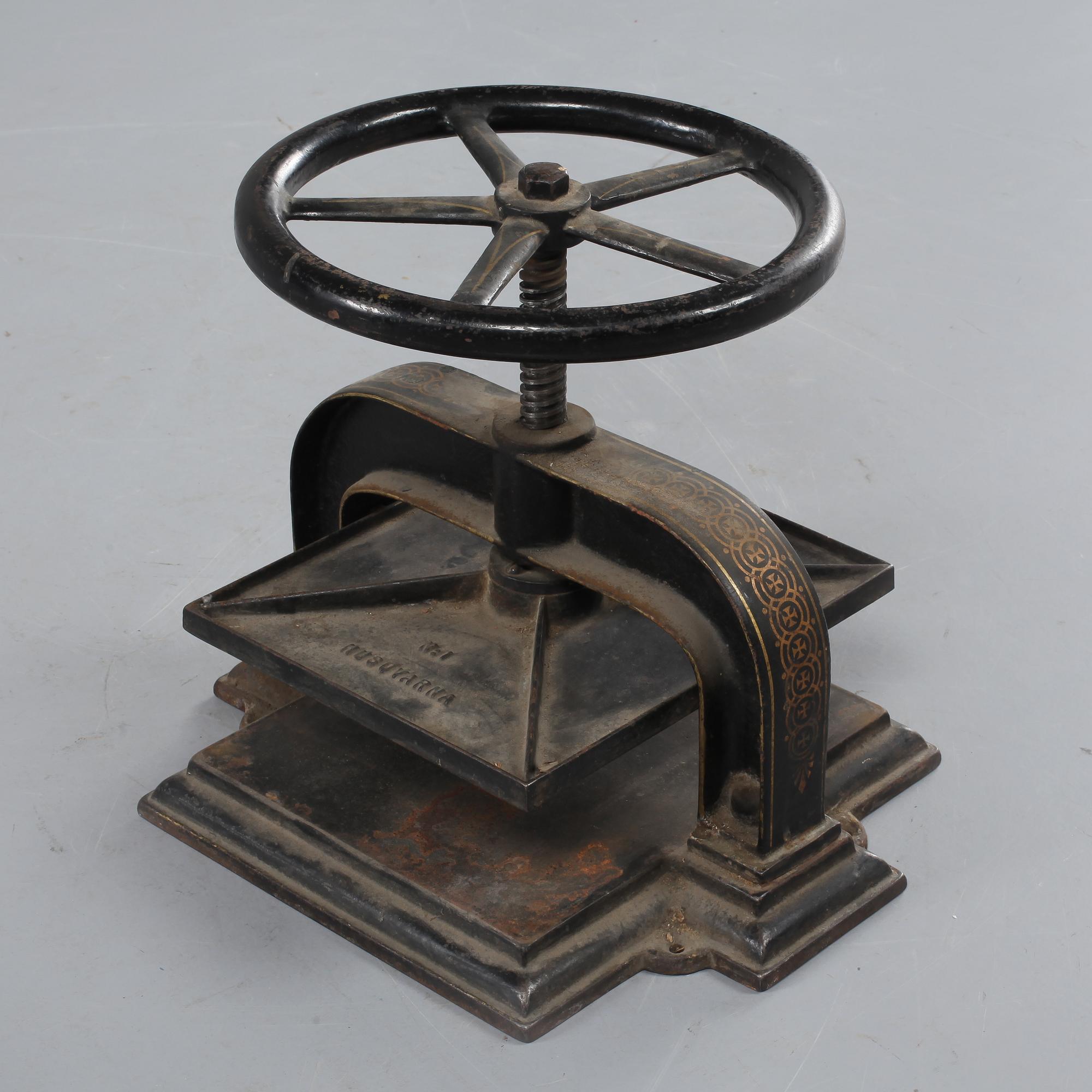 BOKPRESS, gjutjärn, "N:1", Husqvarna, sekelskiftet 1800/1900-tal.