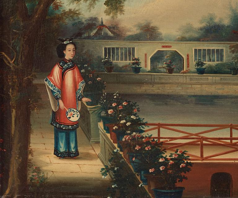 CHINESE ARTIST, oil on canvas. Qing dynasty, first half of the 19th century.