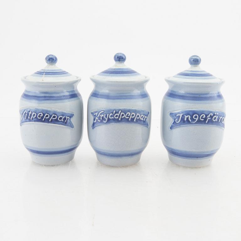 Bengt Böckman, a set of eight spice jars Höganäs.