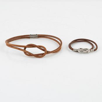 Hermès, a leather necklace and bracelet.