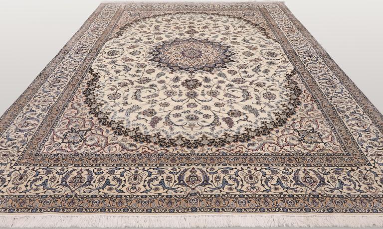 A Nain part silk carpet, 407 x 304 cm.